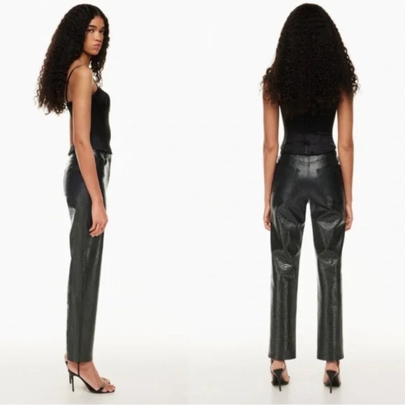 10 Wilfred Aritzia Melina, python high Rise straight pants, faux black leather - Picture 8 of 8